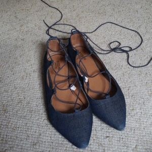 Pointed flats with straps